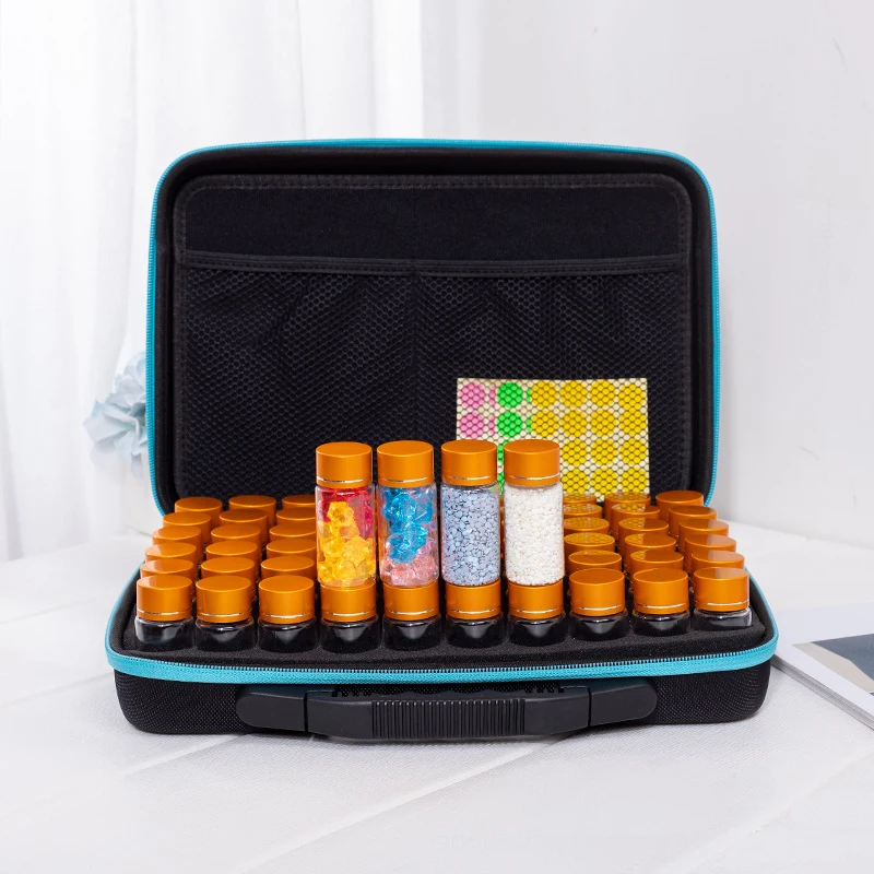 

2.8x6.5cm Bottle 60 Bottles Diamond Painting Cross Stitch Accessories Tool Box Container Diamond Storage Bag Case Embroidery