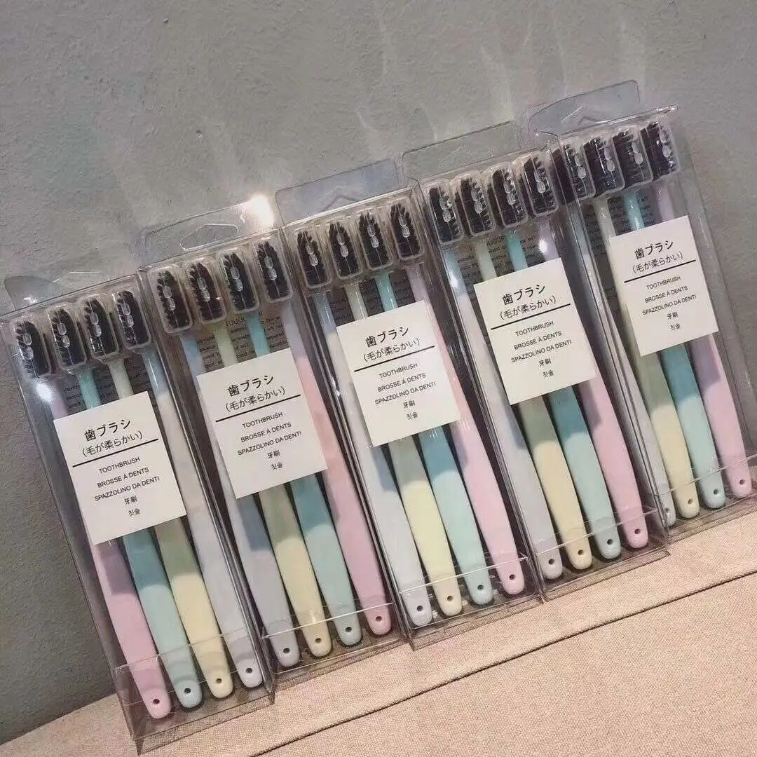 

MUJI-style Celebrity Style Japanese Style Good Bamboo Charcoal Toothbrush Plain Color Small Head Ultra-Fine Soft Bristle Nursing