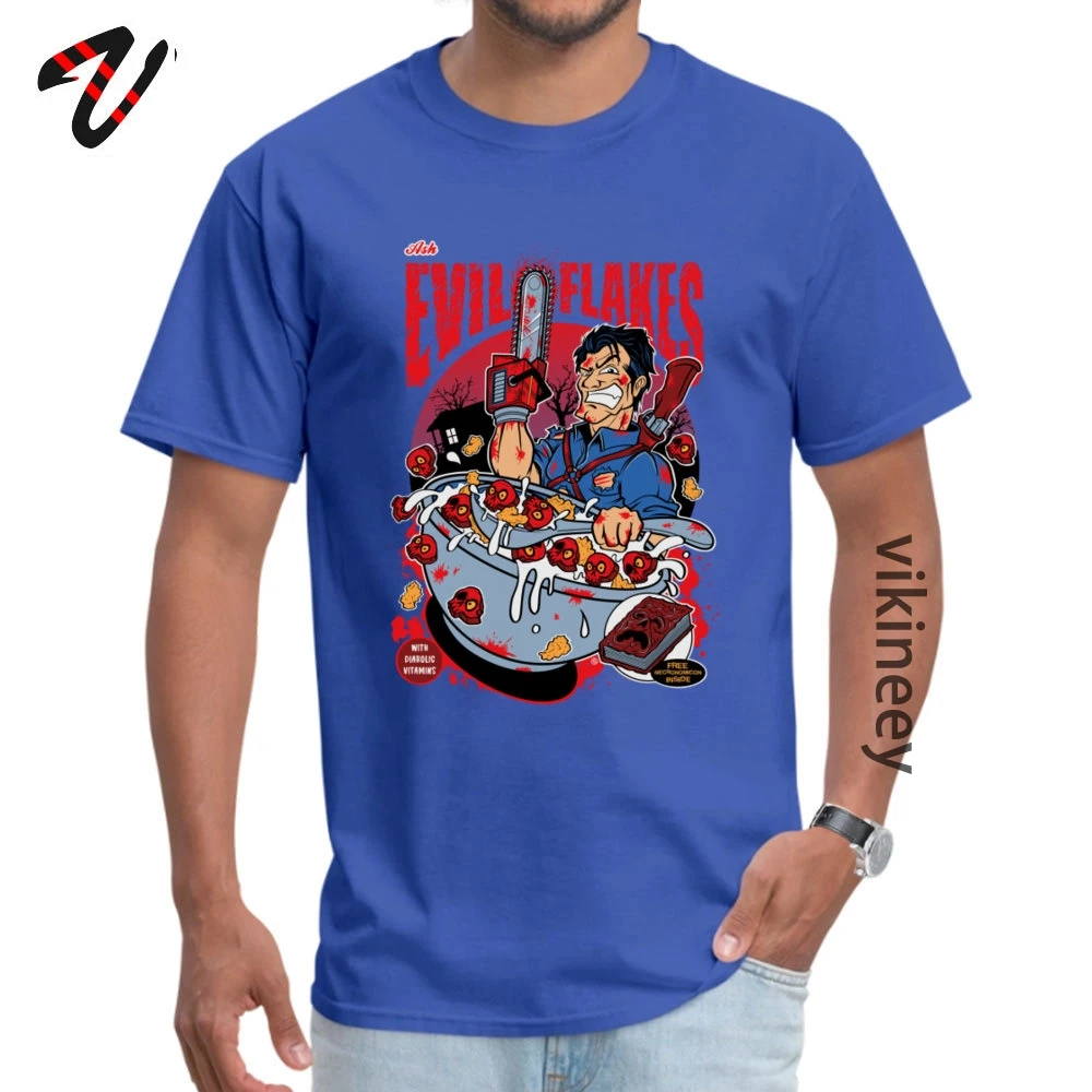 Funny Short Sleeve Tops Tees Father Day 2019 Popular O-Neck 100% Cotton Fabric Tops Shirt Men Top T-shirts EVIL_FLAKES_ EVIL_FLAKES_1552 blue