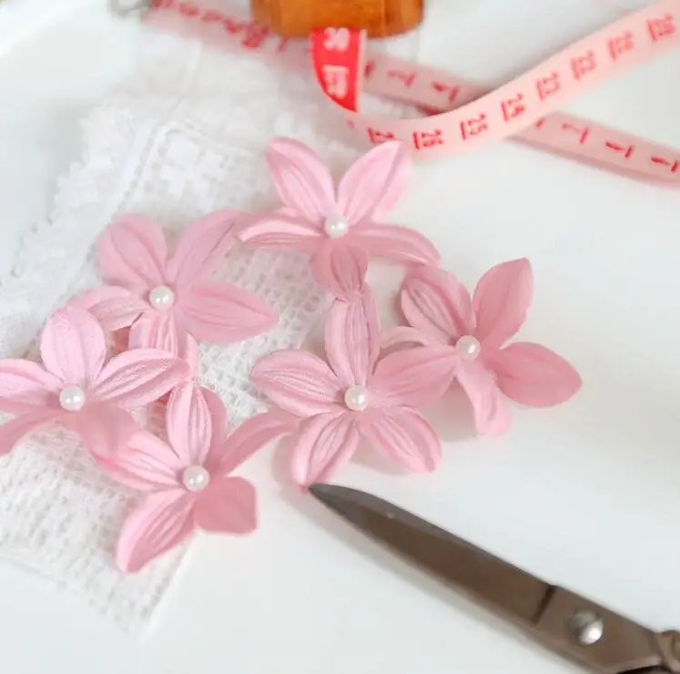 20 шт модный розовый цветок кружева съемный воротник с жемчугом DIY аксессуары