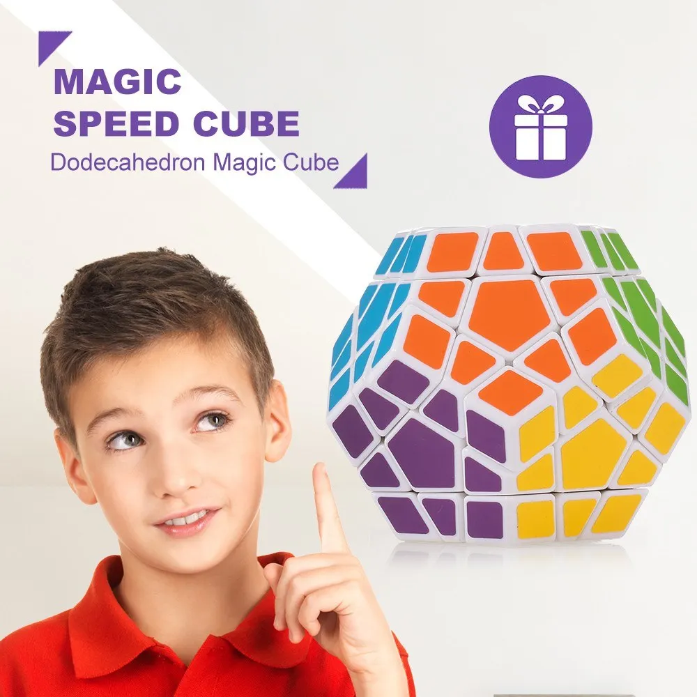 Megaminx Скорость Куб магический куб Dodecahedron наклейки в форме Куба головоломка куб для начинающих детей T2902