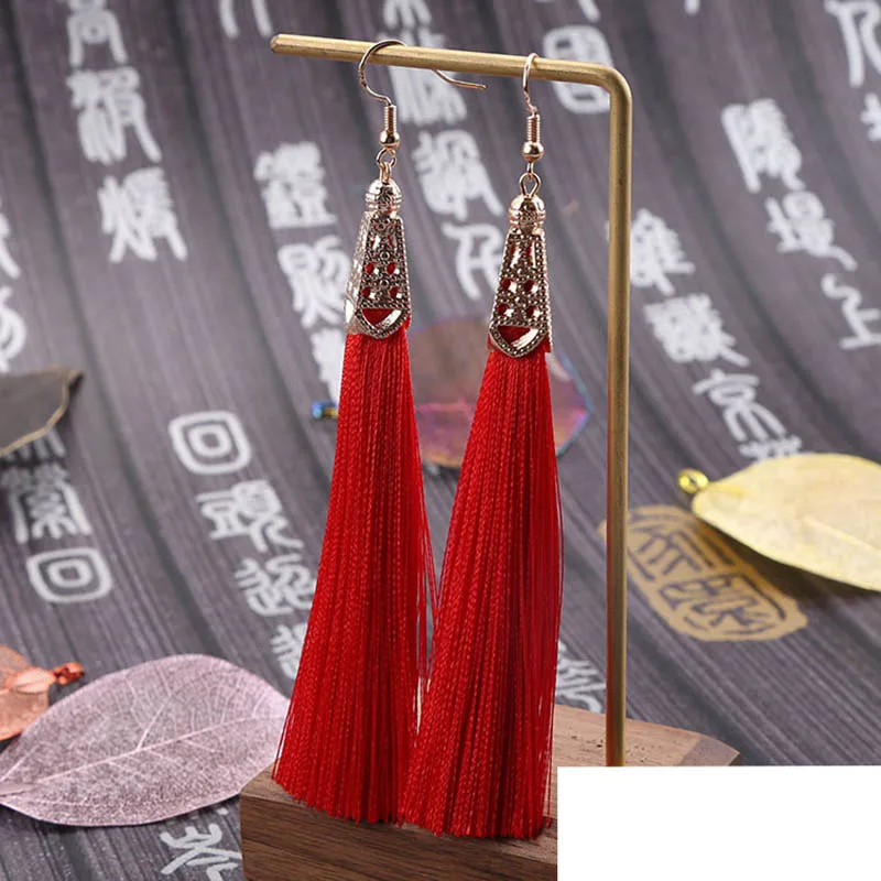 Корейские модные темпераментные женские серьги с кисточками Популярные богемные длинные Ретро женские серьги Ювелирные изделия Подарки