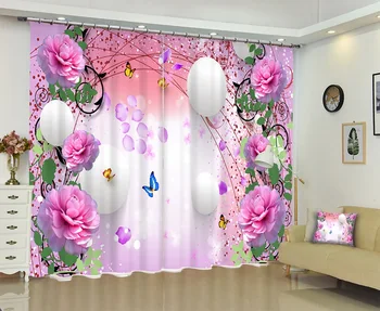 

Pink Curtains Luxury Blackout 3D Window Curtains For Living Room Bedroom Size Cortinas Drapes Rideaux Customized Cover Cushion