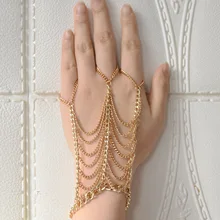 

Boho Multilayers Gold Metal Chain Bracelets Finger Hand Slave Bracelets for Women Bridal Wedding Party Holiday Gift pulseiras