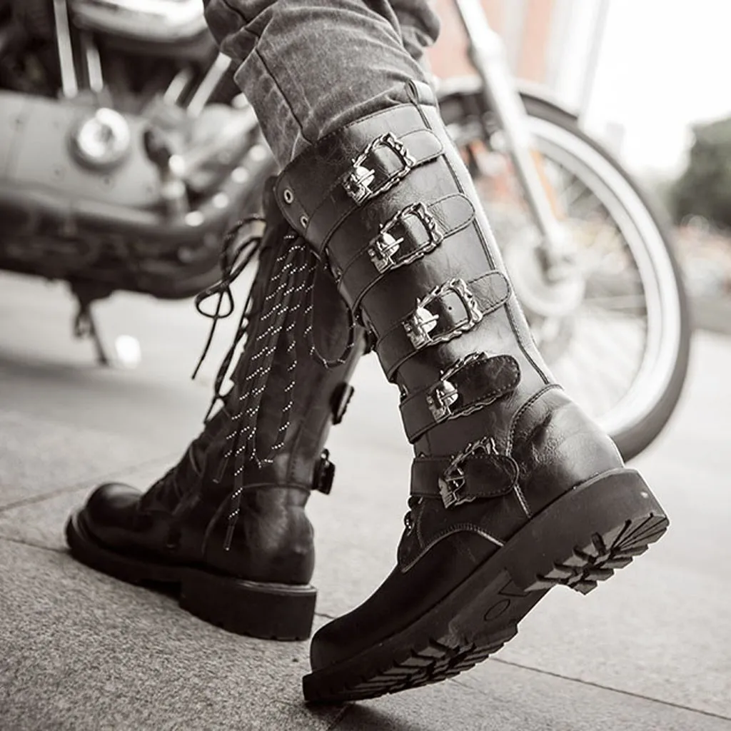 Высокие зимние мужские ботинки в стиле панк; уличные ботильоны; мужские ботинки; повседневная обувь