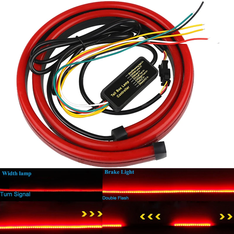 

90cm/100cm Universal Car Additional Brake Light Driving Turn Signal Warning Light Flexible Auto Additional Stop Lamp Strips