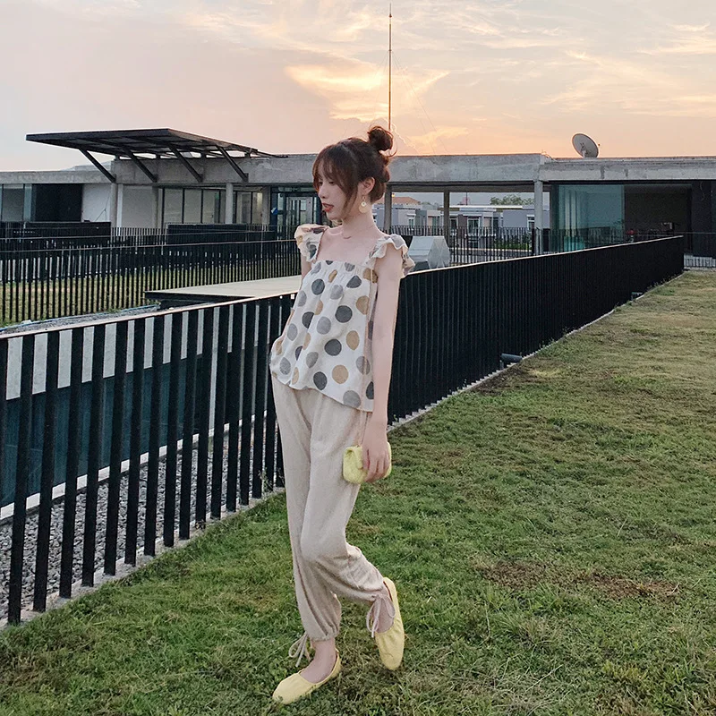 

2020 New Style by Age Retro GIRL'S Feifei Polka Dot GIRL'S Shirt Tops + Bloomers WOMEN'S Suit Two-Piece Set