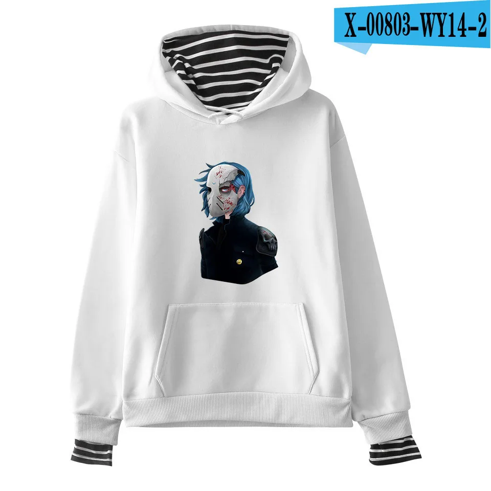 Горячая ужас Аниме игра Салли лицо косплей костюм тонкий срез 3D печать в Полоску Толстовки Толстовка Топы Салли лицо парик латексная маска - Цвет: Tops