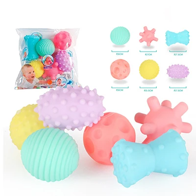 Мягкий мячик, развивающий набор, мячи, массажные игрушки для новорожденных, сенсорный мяч, детские тактильные ощущения, обучающие игрушки для малышей, текстурированные мульти-ручные детские игрушки - Цвет: Warm color 6pcs