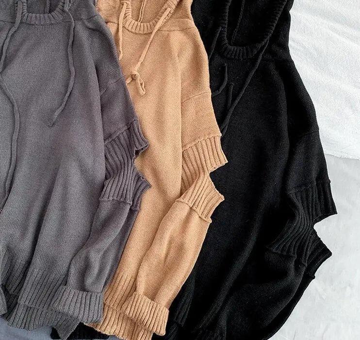 Pull homme толстовки с капюшоном, свитер для мужчин с длинным рукавом, мужские свитера-худи, повседневный Свободный вязаный пуловер для мужчин
