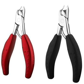 

2Pcs Foot Nail Cuticle Scissors Pliers Feet Care Toe Nail Clippers Trimmer Cutters Manicure Remover Tool - Black & Red