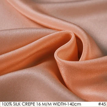

100% SILK CREPE DE CHINE 140cm width 16momme Natural Silk Home dress material for sewing Patchwork Coral NO 45