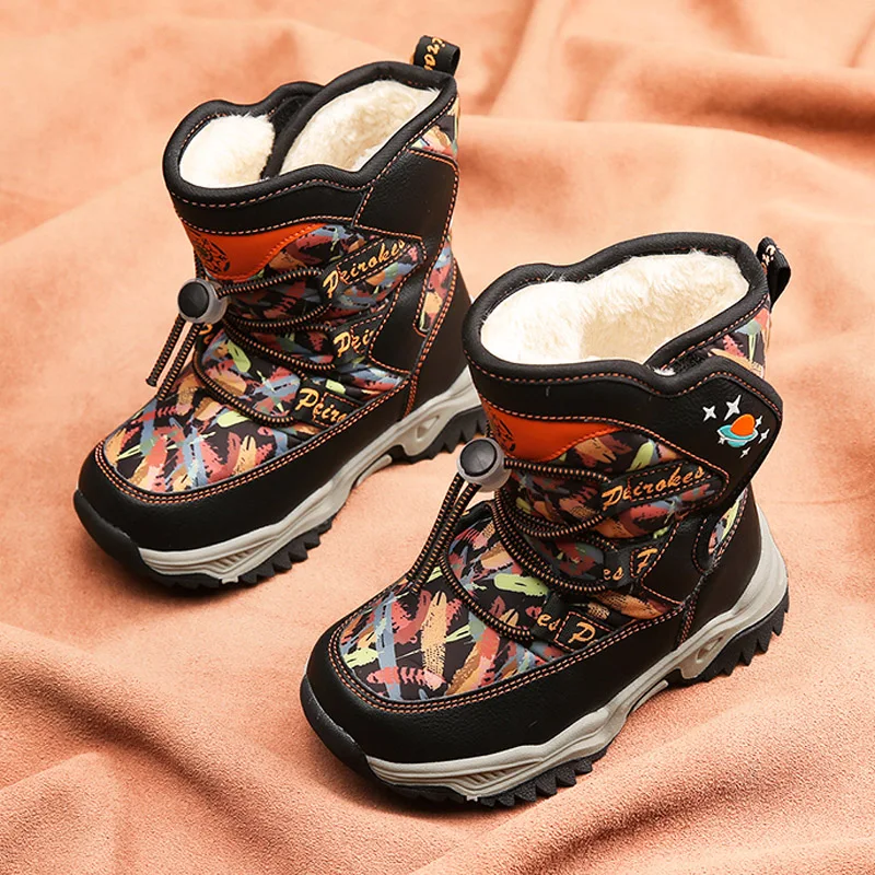 Snow Boots Kids Fashion Casual Winter 2022 Children Sports Sneakers Boys Girls Baby Plush Keep Warm Outdoor Cotton Shoes