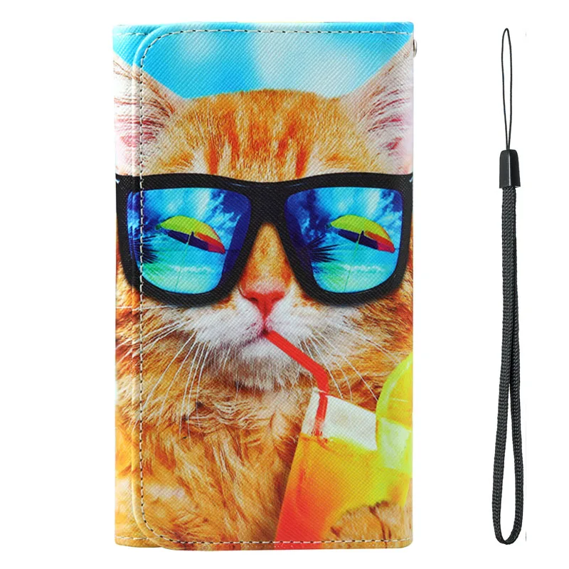 Для Hisense King Kong 4 Pro Hotwav символ S8L S9L HOMTOM C1 C2 H10 H5 Чехол-бумажник с рисунком и Стиль с Чехол с отделением для кредитных карт чехол для телефона - Цвет: Spectacle Cat