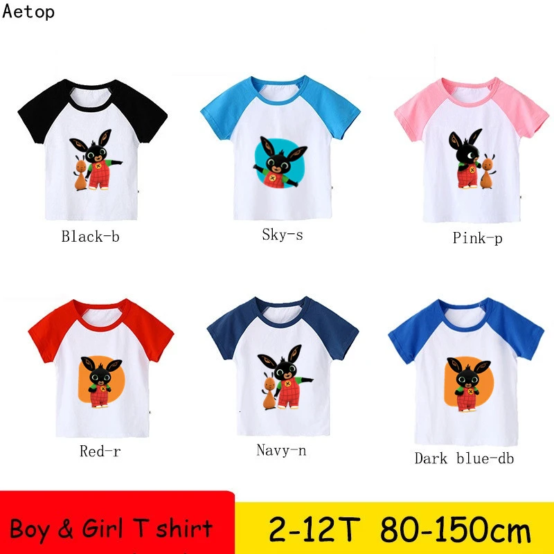 Bing Rabbit/От 2 до 12 лет футболка с короткими рукавами для мальчиков и девочек детские топы с круглым вырезом, Детская футболка с рисунком одежда для малышей