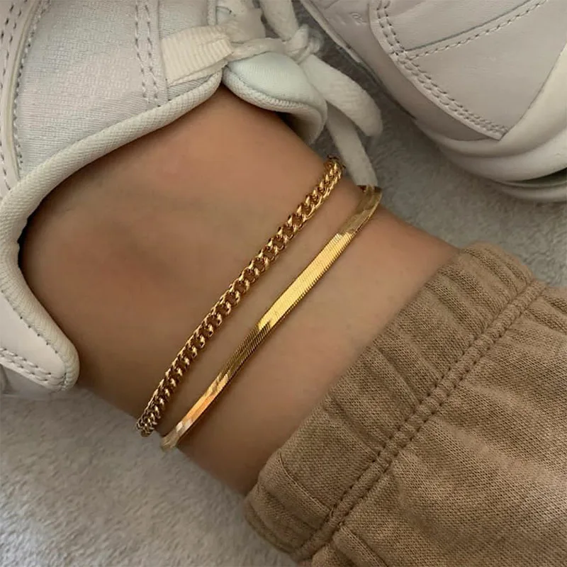 2020 Rose Gold Color Stainless Steel Snake Chain Anklet Female Korean Simple Retro foot bracelet beach accessories boho jewelry 2020 Rose Gold Color Stainless Steel Snake Chain Anklet Female Korean Simple Retro foot bracelet beach accessories boho jewelry