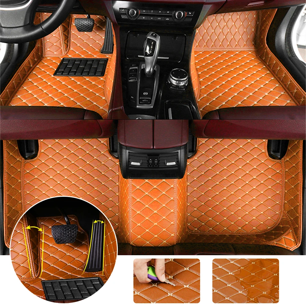 Leather Car Floor Mats For KIA Sid Stinger Sorento Camival Seltos