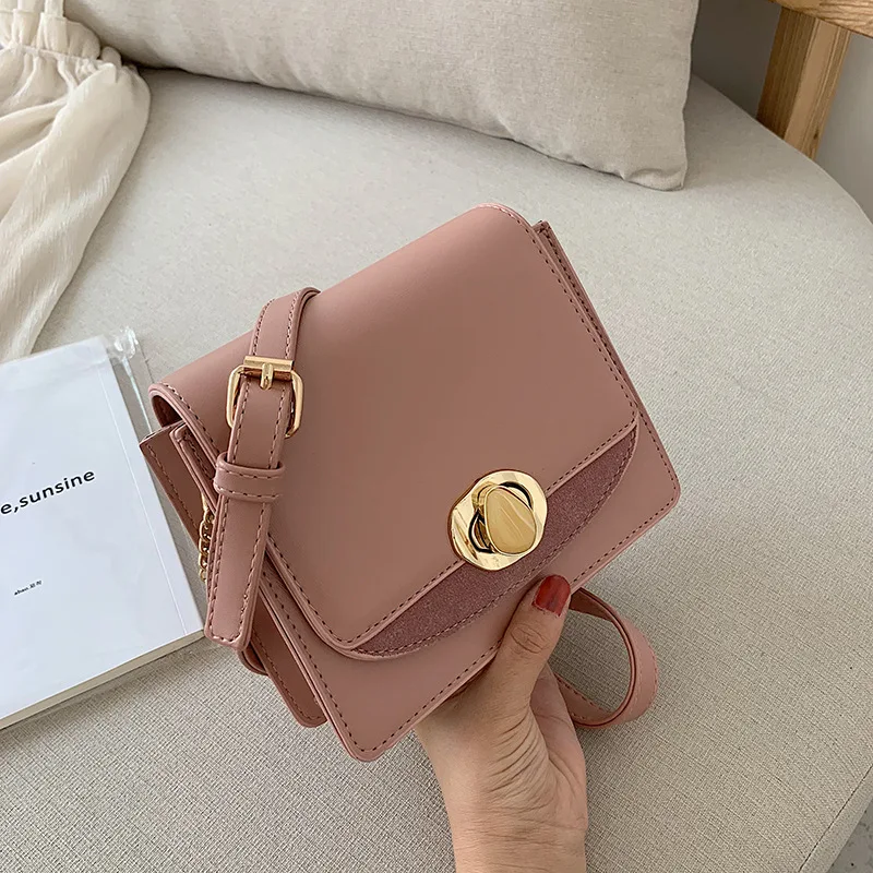 

2019 new stereo small square bag pebble buckle shoulder slung bag