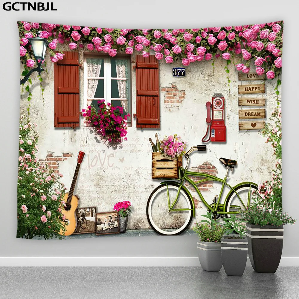 Landscape Big Tapestry Ltaly Rural Small Town Street Retro Style Background Decor Hippie Wall Hanging Tapestries Bedroom Blanket Tapestry Decorations