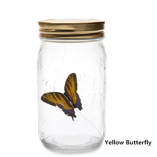 Yellow Butterfly ZINUO, новинка, светильник с бабочкой, с лампой, Романтический стеклянный светодиодный светильник, бабочка в баночке, подарок на день Святого Валентина, украшение для дома - Цвет: Yellow Butterfly