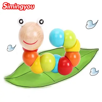 

Simingyou Colorful Wooden Toy Block Baby Toys for Children Twist Animal Insects Educational Inchworm Brinquedos D10 DropShipping