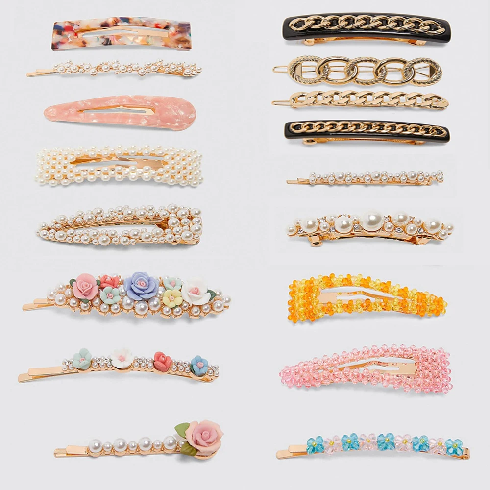 Girlgo ZA Trendy Bridal Crown HairPins Mujer Diadema Pearl HairClip for Women Vintage Gold Metal Vacation Statement Jewelry