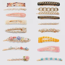 Girlgo ZA Trendy Bridal Crown HairPins Mujer Diadema Pearl HairClip for Women Vintage Gold Metal Vacation Statement Jewelry