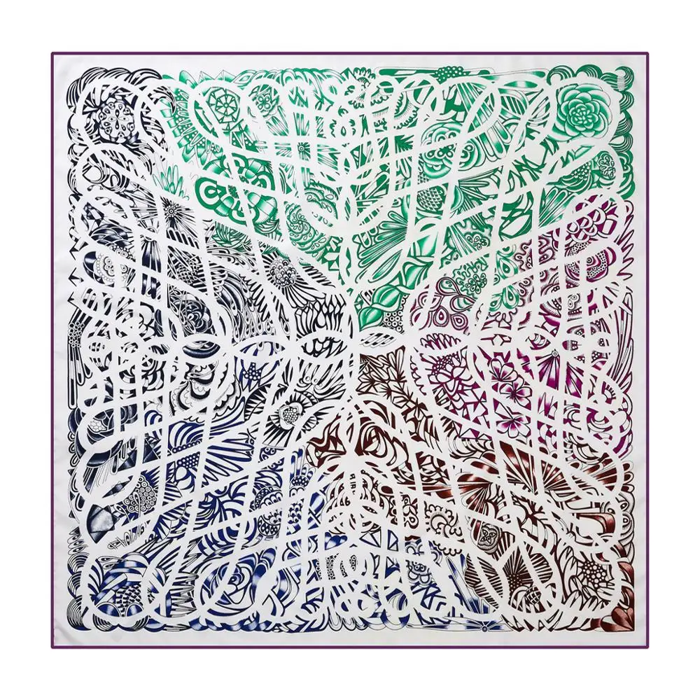 

Шёлковый шарф ручной работы из Твила, 90 см