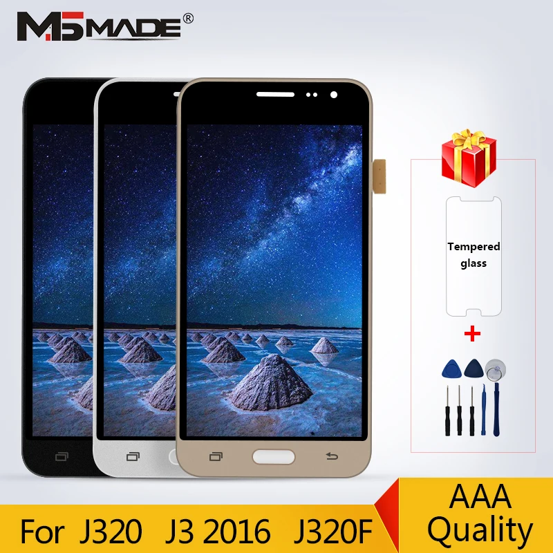 Pаспродажа Оригинальный супер AMOLED для samsung Galaxy J3 2016 J320 font b lcd b font J320F J320A J320M J320Y font b lcd b font сенсорный экран дигитайзер дисплей для J3 font b lcd b font