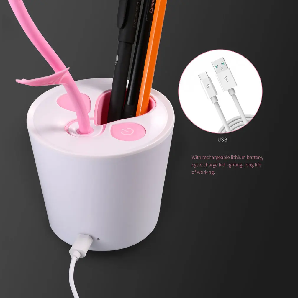 Уникальный птичий USB 13 светодиодный настольный светильник, Гибкий Настольный ночной Светильник для чтения с держателем для ручек, Детский Светильник для спальни, гостиной