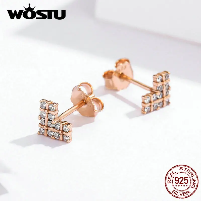 WOSTU 925 пробы, Серебряное сердце, маленькие серьги-клипс серебро 925 ювелирные изделия для женщин, роскошные ювелирные изделия, свадебные серьги CQE702
