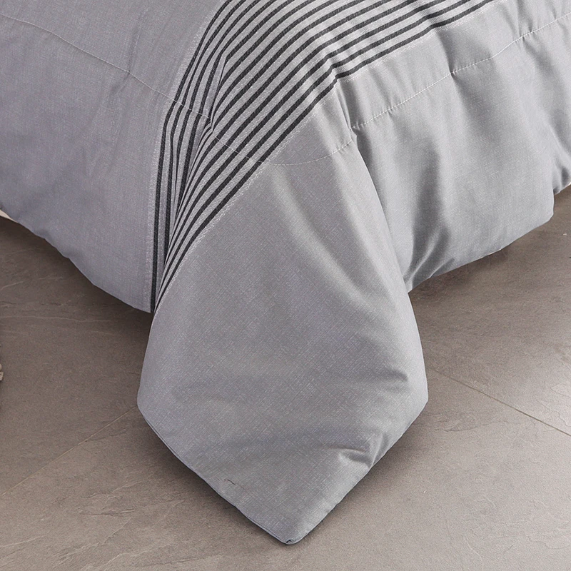 3Pcs Striped Queen Comforter Sets Ethnic Retro Air Conditioner Quilt Set Floral Printed Luxury Coverlet with Pillowcase