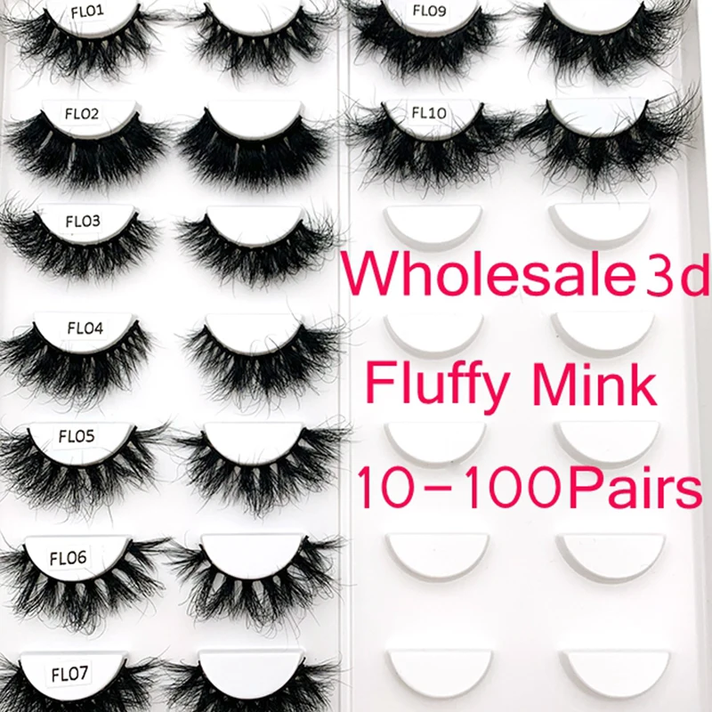 

Mikiwi FL 18-22mm Fluffy Lashes 10/20/30/50/100 Pairs 100% Handmade Messy Wholesale 3d Mink Make up Lashes Dramatic Eyelashes