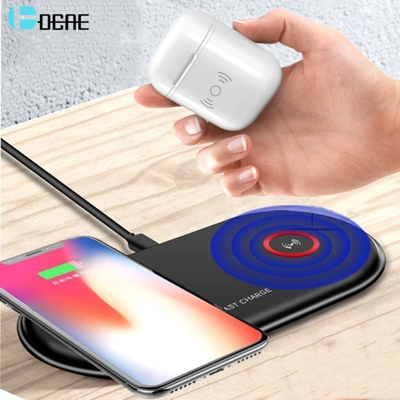 

DCAE 20W Dual Qi Wireless Charger For iPhone 11 X 8 XR XS Samsung S10 S9 Note 10 USB TYPE C 10W Double 2 in 1 Fast Charging Pad