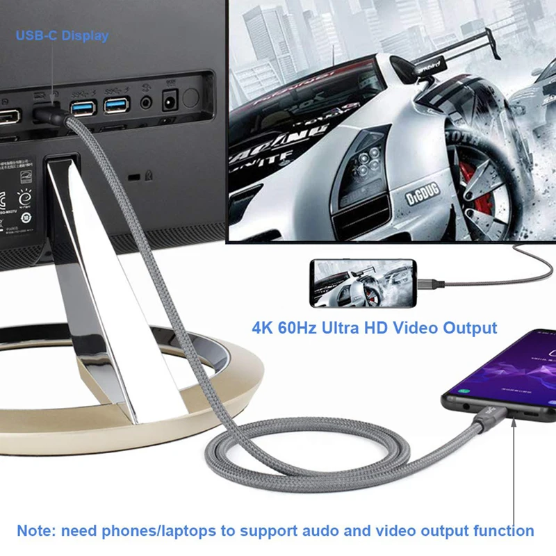 USB C к USB C кабель, USB C 3,1 Gen 2 кабель 5A 100W с e-маркером для 4K видео и PD нейлоновый плетеный шнур зарядное устройство для macbook