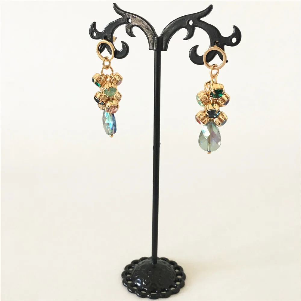 Pretty Gold color Mint tone Jewel Stone hanging Tree Dangle Earrings for Women Party Gift