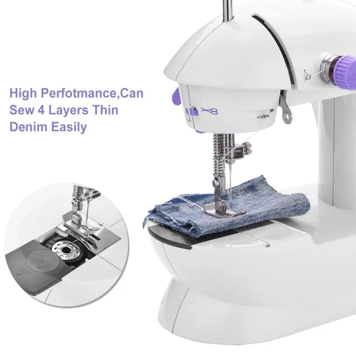 Portable Mini Sewing Machine Crafting Mending Machine with Light for Household E2S