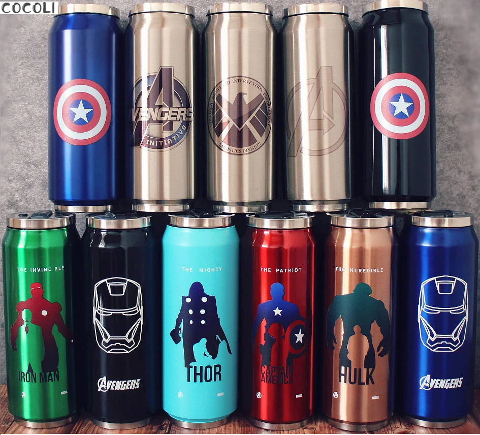 

Creative Stainless Steel Super Hero Avenger Justice League Thermos Portable Unisex Students Personality Trendy Straw Cup mug