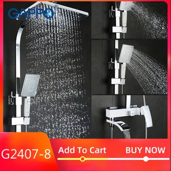 Online GAPPO Shower Faucet Set Bronze Waterfall Wall Bathtub Faucet Mixer Tap Shower Head Chrome Bathroom Shower Set G2407 G2407-8