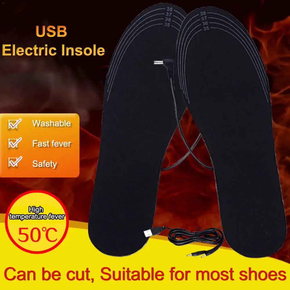 1 пара USB стельки для обуви с подогревом для ног, согревающие стельки для ног, теплые носки, коврик, зимние уличные спортивные стельки, Теплые Зимние Стельки