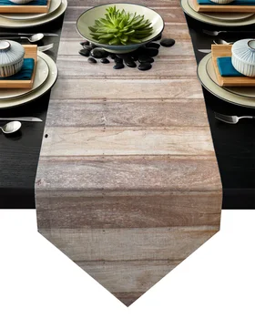

Plank Shabby Retro Wood Brown Table Runner Table Flag Home Party Decorative Tablecloth Table Runners
