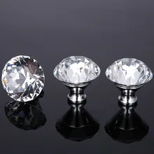 Shiny Fashion Furniture American Simple Handle 40 Mm Crystal Single-Button Drawer Pendant Handle Diamond Ring-pull