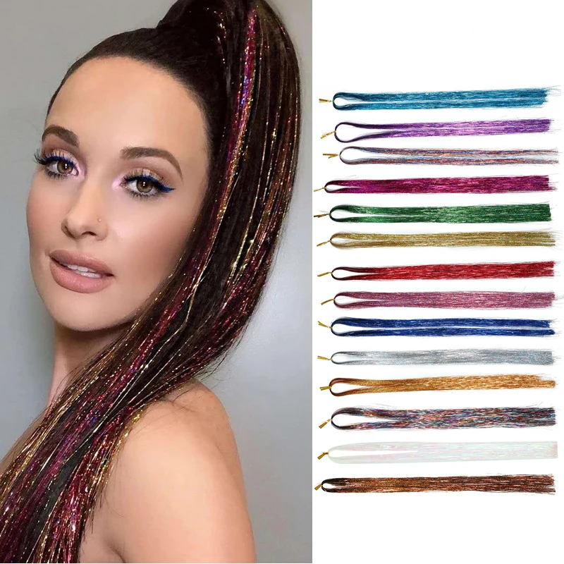 250pcs Sparkle Shiny Hair Tinsel Hair Extensions Dazzles Women Hippie