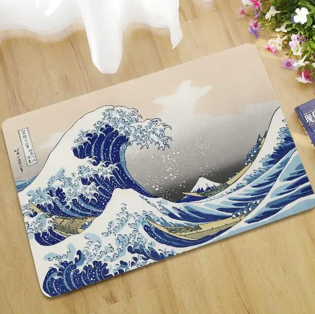 Винтажный резиновый дверной коврик Kanagawa Art The Great Wave off для душа японский Katsushika Hokusai