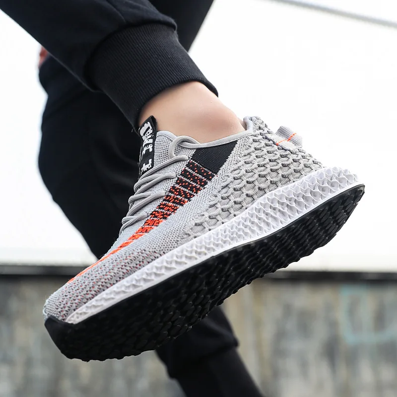

2019 Summer New Style Fly Woven Athletic Shoes Casual Punched Sheet Shoes MEN'S SHOES Korean-style-Style Running