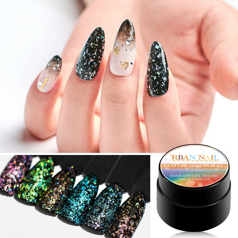 

RBAN NAIL Nails Gel Flashing Soak Off Nail Polish Fireworks Nail Art For UV Color Gel Nail Polish Nail Art Manicure Decoration