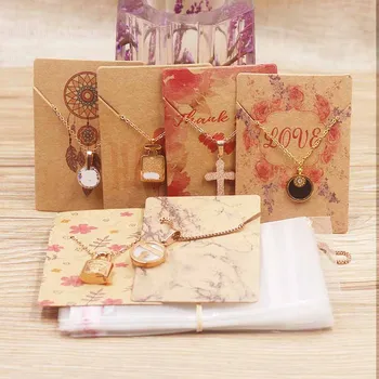 

Zerong 25desings jewelry necklace pendant package card DIY HANDMADE/Thankyou/flowers style charms tag label card 50pcs+50bag/lot