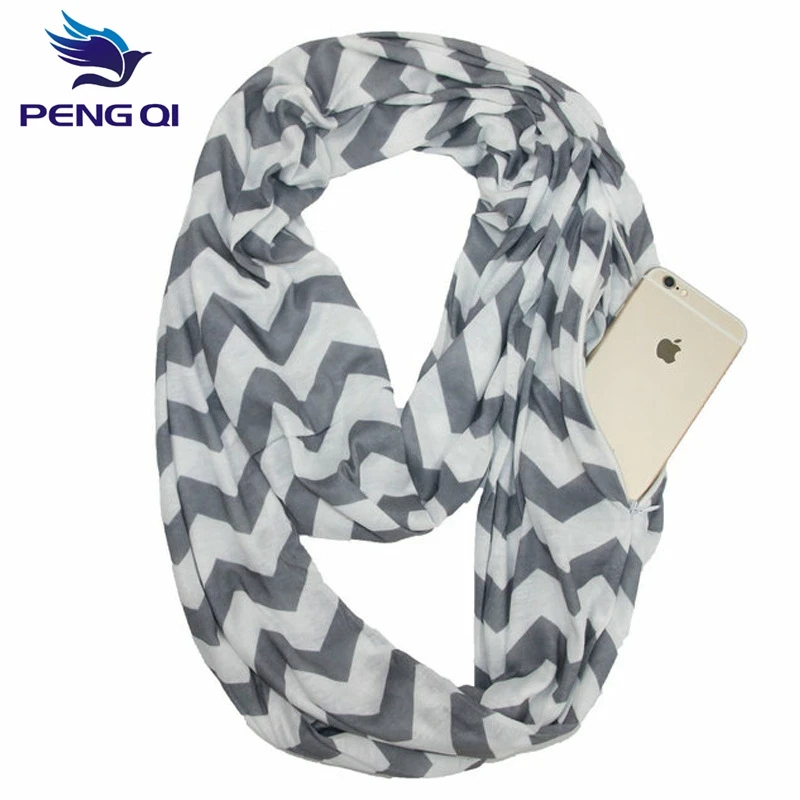 

Scarf Pocket Scarf Bib Female Fish Bone Stripe Storage Pocket