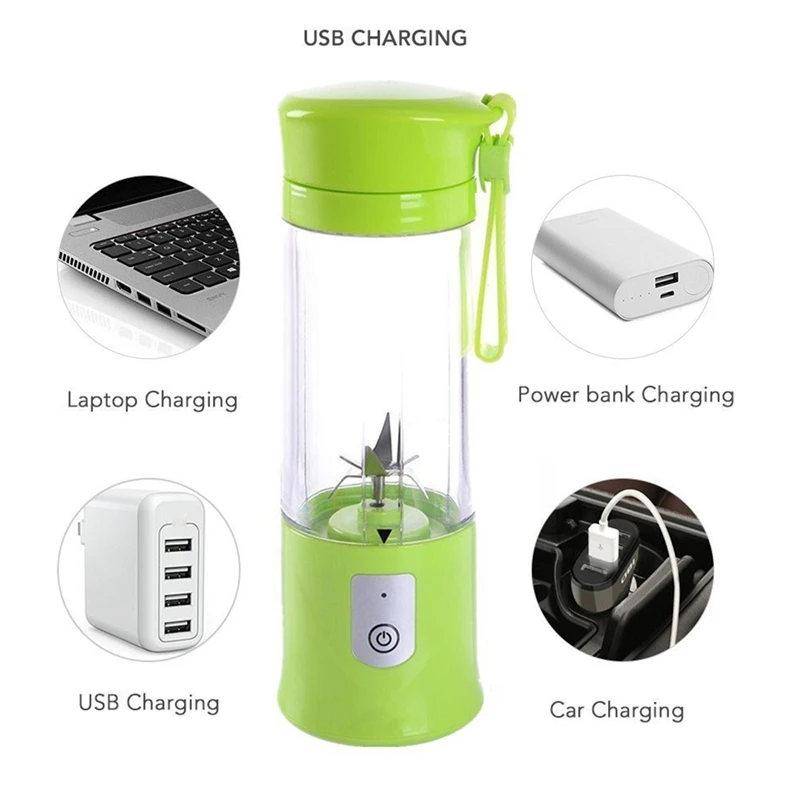 Portable Mini Travel Fruit USB Juicer Cup, Personal Small Electric Juice Mixer Blender Machine With 4000mah Rechargeable Battery