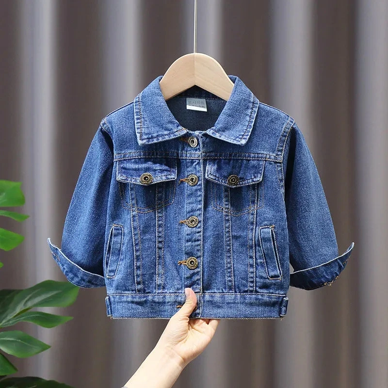 Children's Denim Jackets Trench Jean Embroidery Jackets Girls Kids